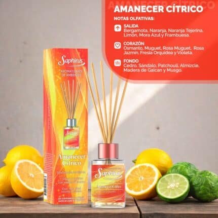 MINI DIFUSOR AROMATICO AMANECER CITRICO 60ML SAPHIRUS