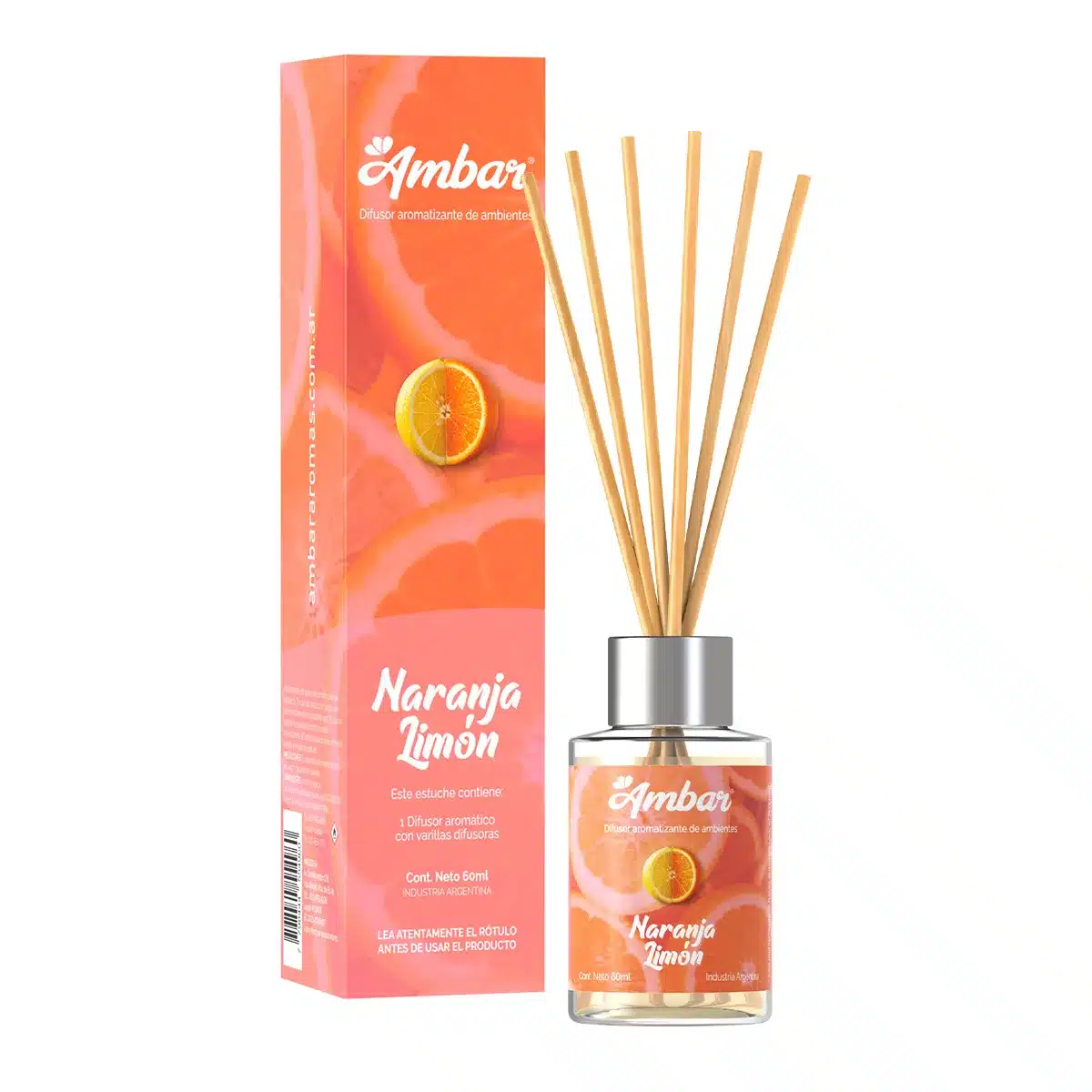 20260714-difusor-mini-naranja-limon-ambar-fb-post-1 MINI DIFUSOR AROMATICO NARANJA LIMON 60ML AMBAR - Imagen 1