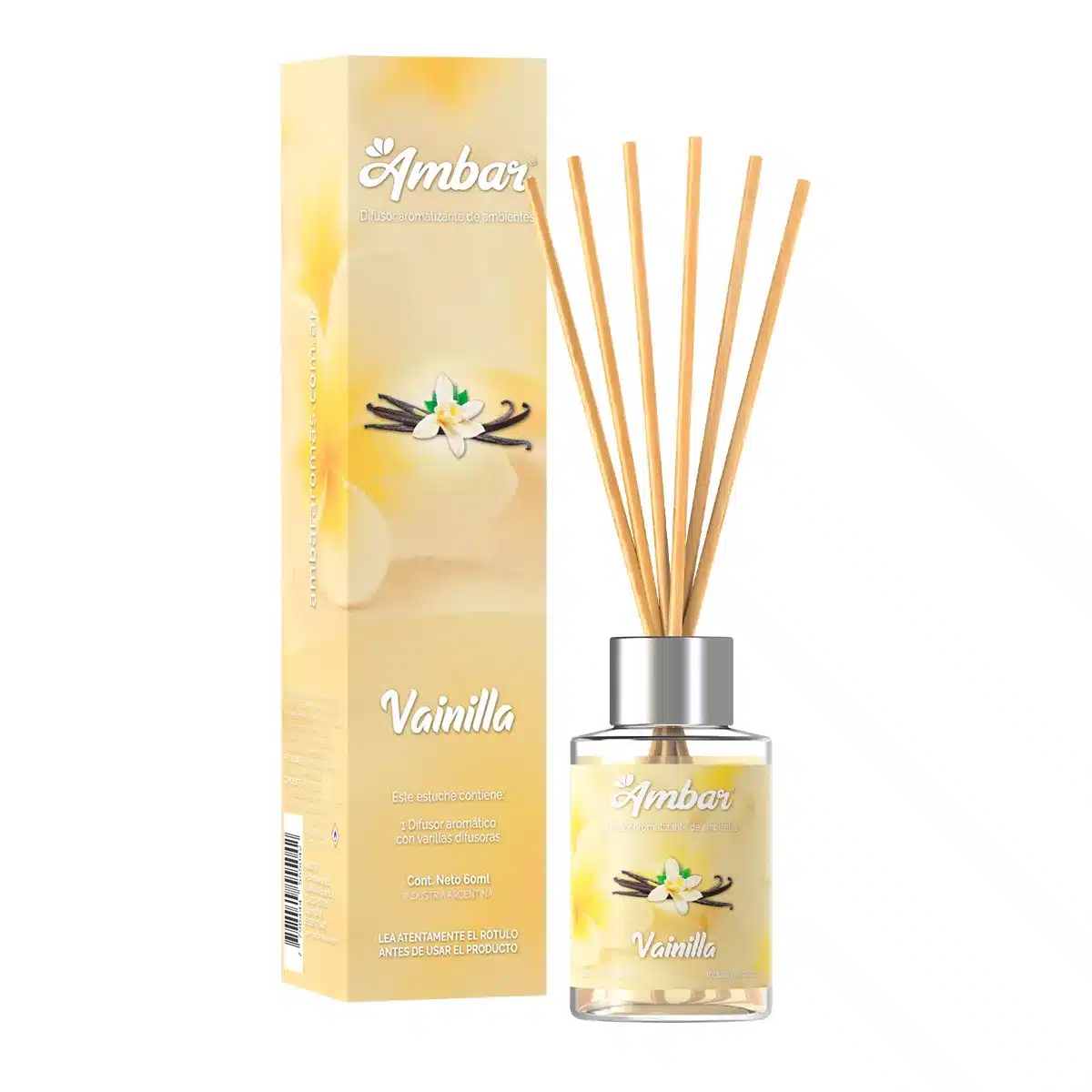 20260714-difusor-mini-vainilla-ambar-fb-post MINI DIFUSOR AROMATICO VAINILLA 60ML AMBAR - Imagen 1